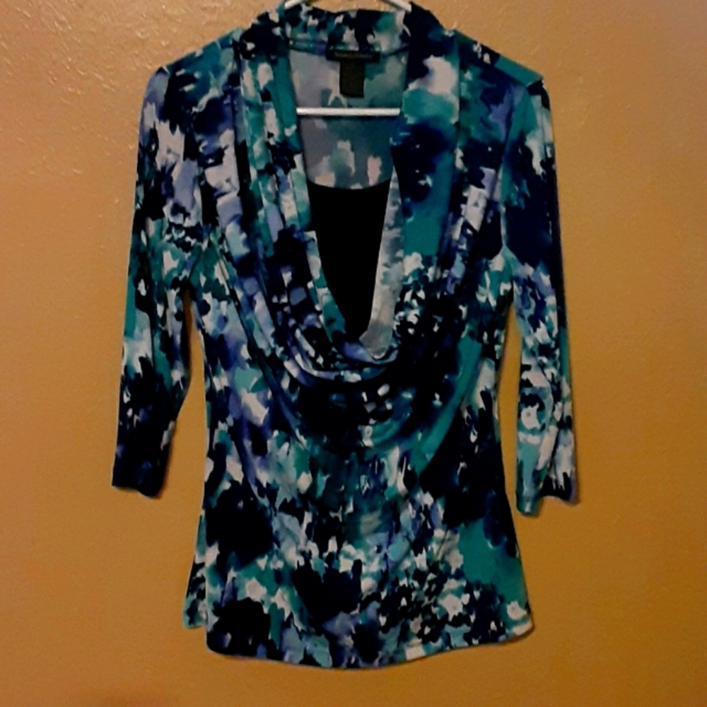 Beautiful blouse black,teal, blue